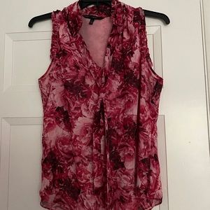 Pink floral sleeveless blouse